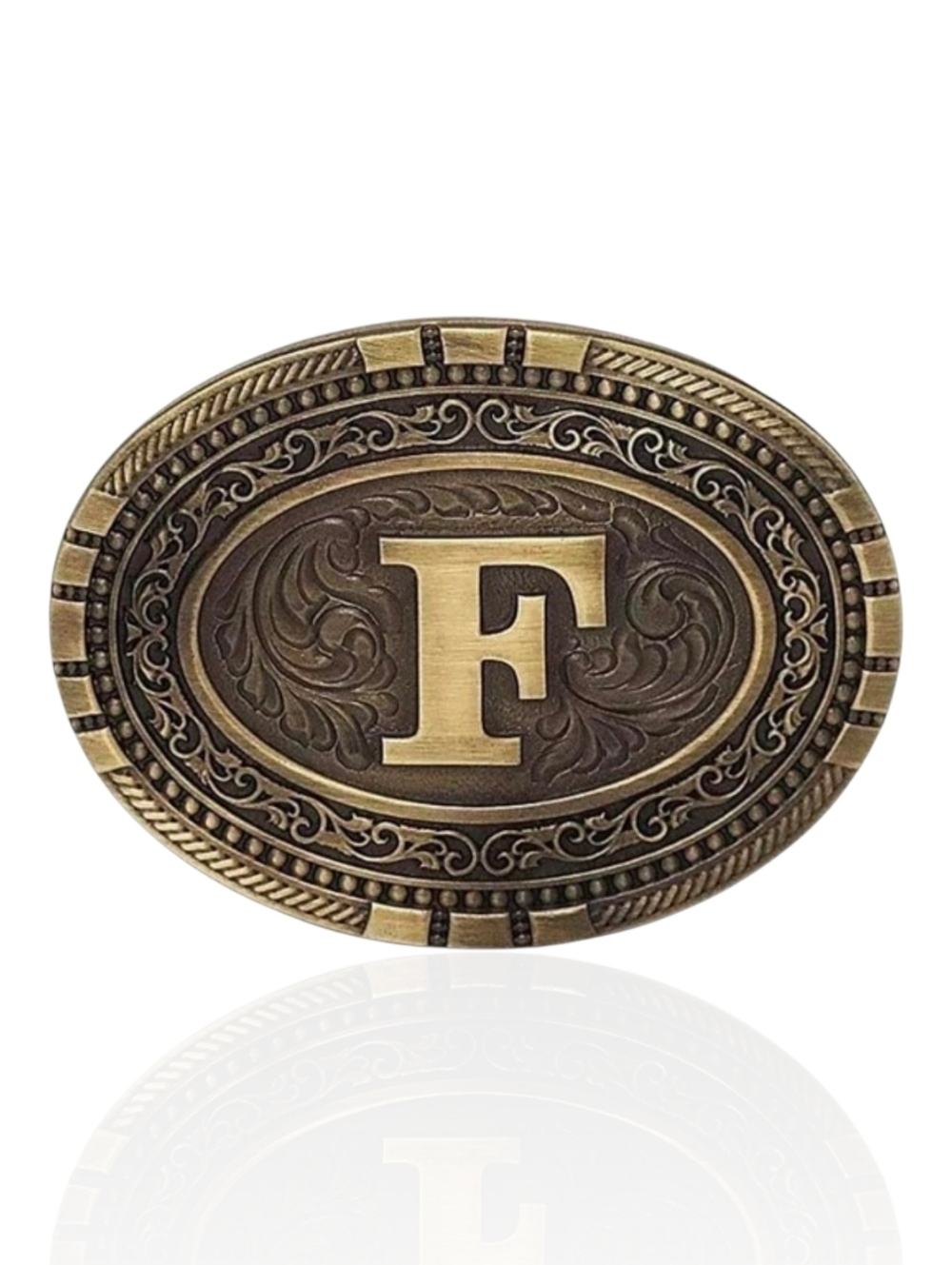 Montana Silversmiths Exos Brass‎ Cast Filigree Initial "F" Western Belt Buckle!